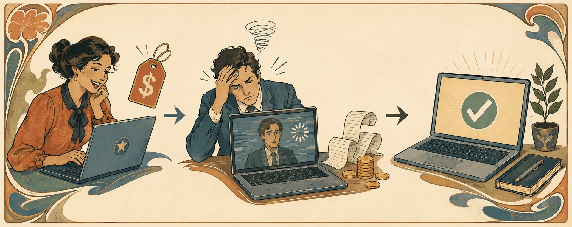 Laptops listas para un equipo de trabajo en una oficina