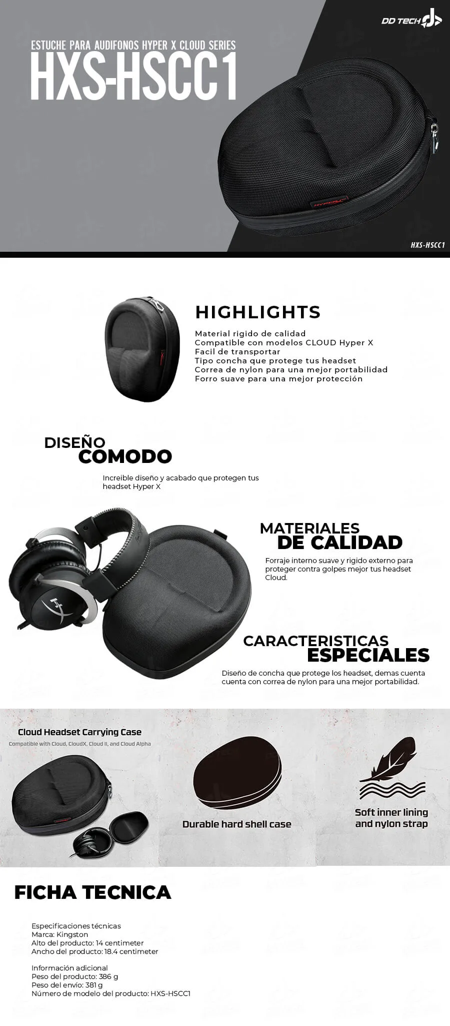 Descripción de Estuche para Headset HyperX Cloud HXS-HSCC1