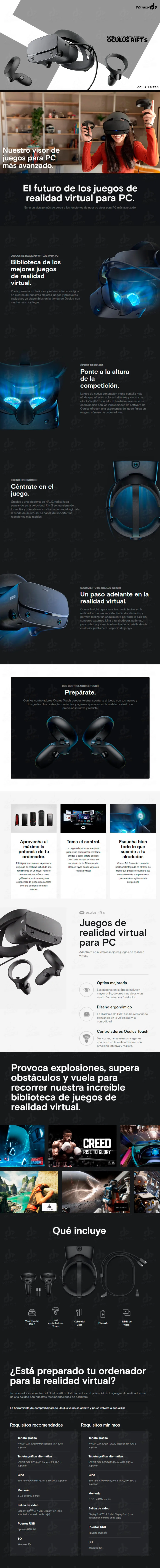Descripción de Lentes de Realidad Virtual Oculus Rift S 
