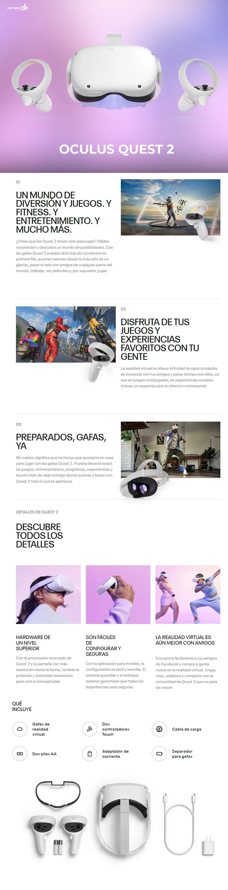 Descripción de Lentes de Realidad Virtual Oculus Quest 2 / 256GB / 301-00351-02