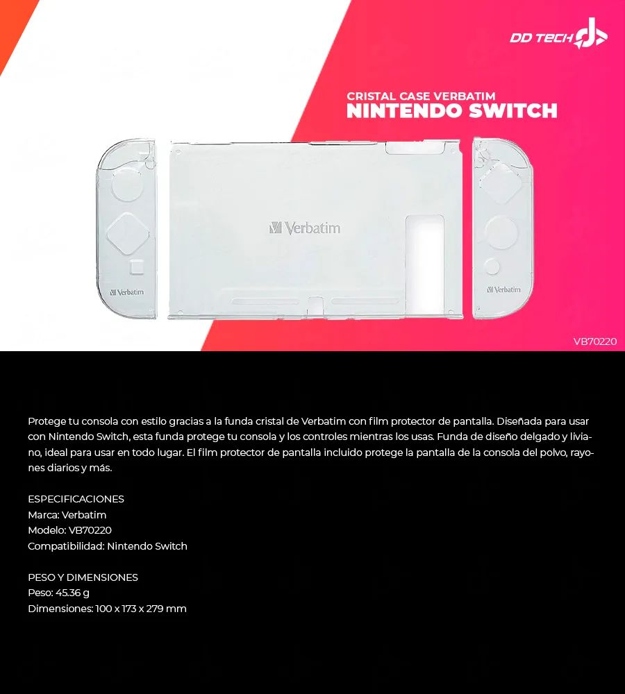 Descripción de Carcasa Verbatim para Nintendo Switch / VB70220 / 