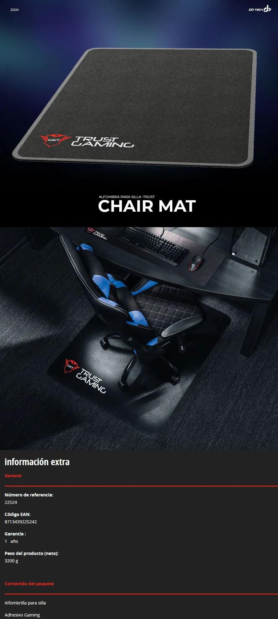 Descripción de Tapete para sillas Trust GXT Chair Mat 22524 
