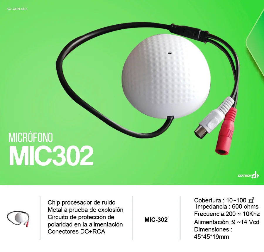 Descripción de Micrófono Omnidireccional Epcom MIC-302 / Alámbrico / 600 Ohmios / MIC-302