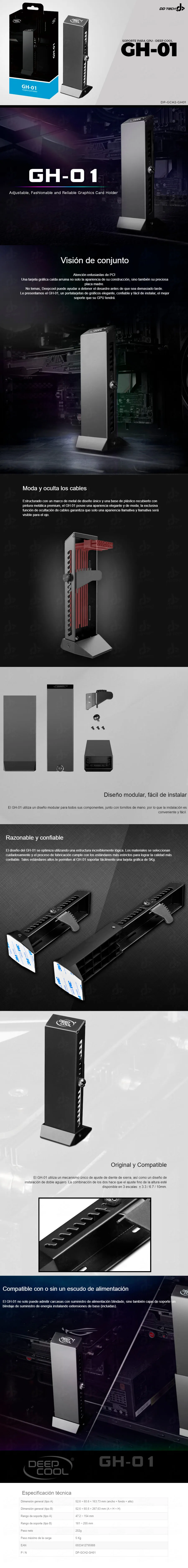 Descripción de Soporte para Tarjeta de Video Deepcool GH-01 / DP-GCH2-GH01