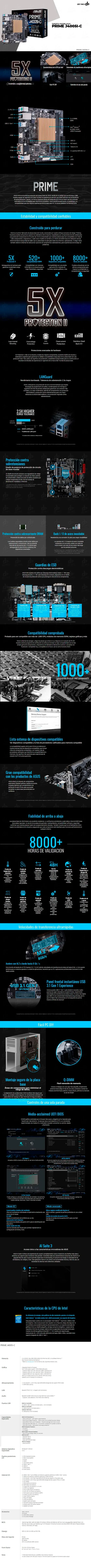 Descripción de Tarjeta Madre Asus Prime J4005I-C Procesador Integrado Intel Mini ITX