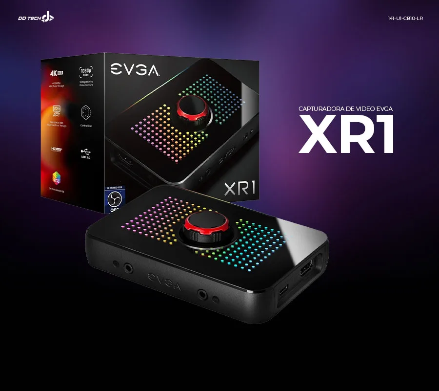Descripción de Capturadora Externa EVGA XR1 / PS4, XBOX, Nintendo Switch o PC/ FHD / RGB / 141-U1-CB10-LR