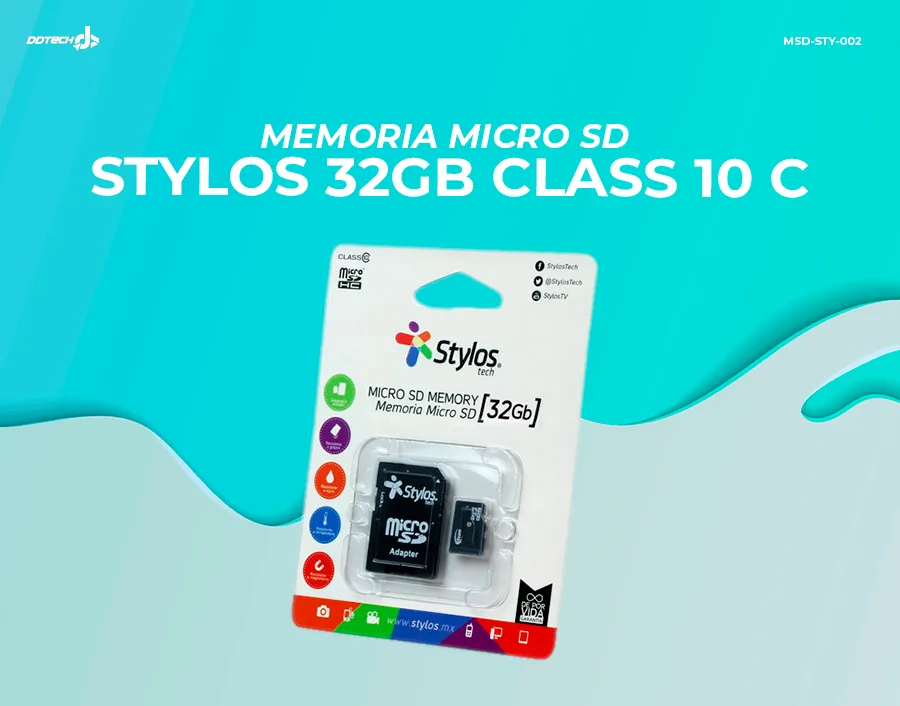 Descripción de Memoria MicroSDHC Stylos STMS321B / 32GB / Clase 10 / C/Adaptador / STMS321B