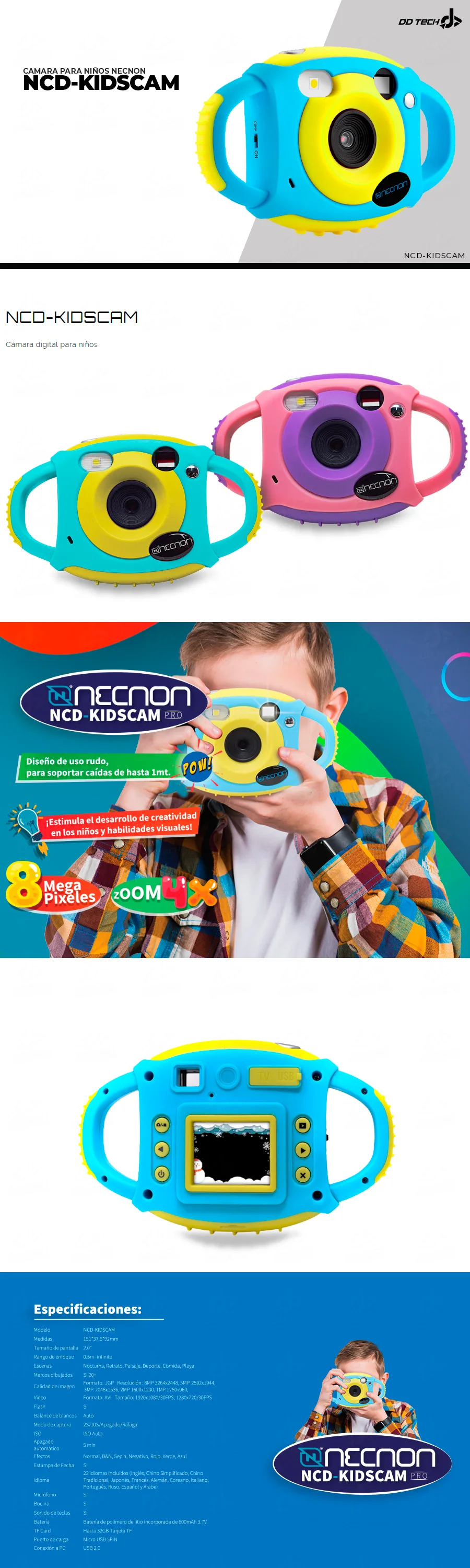 Descripción de Camara Digital para niños / Necnon NCD-KIDSCAM