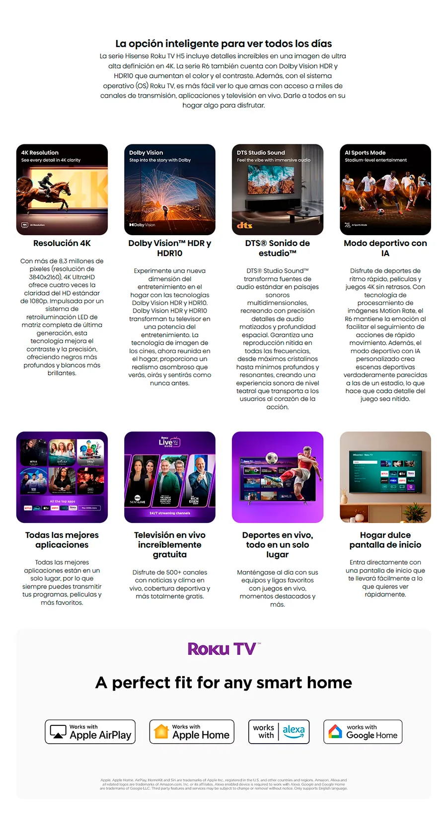 Descripción de Pantalla Smart TV Hisense 55 Roku TV / 4K UHD Ultra HD / Serie H5 / Compatible con Alexa y Google Assistant / Reacondicionada de Fábrica / 55H5BR / 1 año de Garantia