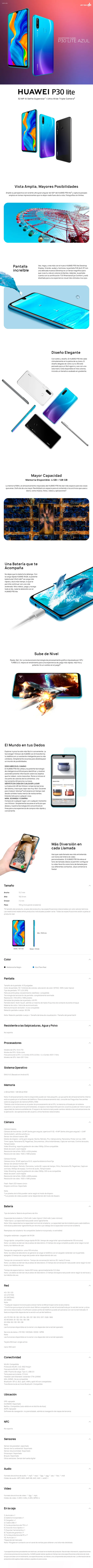 Descripción de Smartphone Huawei P30 Lite Blue / 4GB - 128GB / Android 9 / 24Mpx -8Mpx - 2Mpx - Frontal 32Mpx / MAR-LX3A