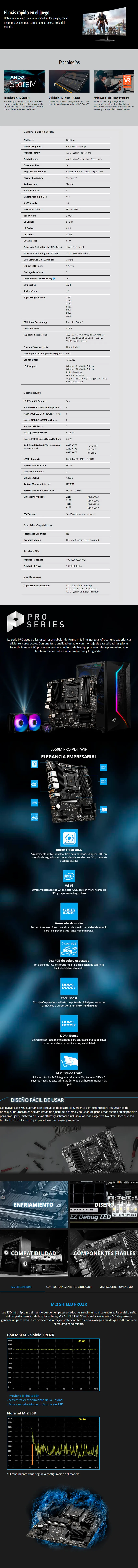 Descripción de Bundle MSI 2 / Procesador AMD Ryzen 7 5700X + MSI B550M PRO-VDH WiFi / 8 Núcleos 16 Hilos / WiFi / PCIe 4.0 / M.2 NVMe / Regalo Disipador MSI MAG CoreFrozr AA13 ARGB White